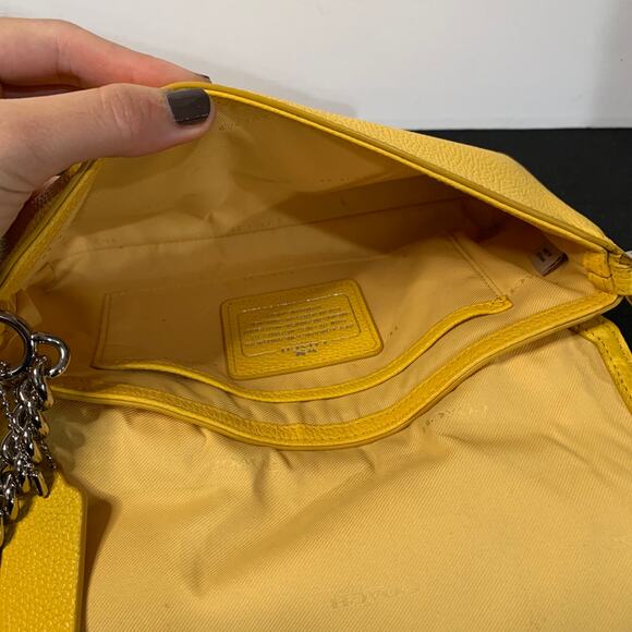 Coach Purse Small Crosstown Crossbody Bag in Yellow With Chain Detail & Turnlock - Picture 10 of 15